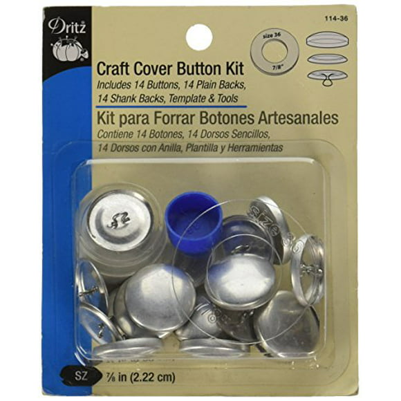 Fabric Covered Shank Button Kit 15pcs 22mm Buttons Pusher Tool DIY Crafts Coat 